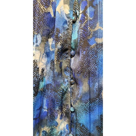 Women's Roz and Ali 18-20 Long Sleeve Tie Waist Scoop Neck Ruffled Flowing Blue - Picture 14 of 16